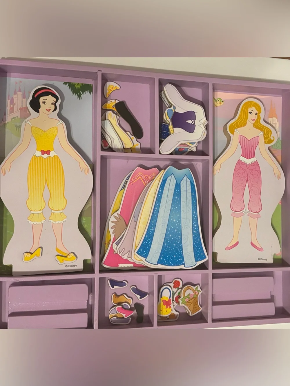 Melissa & Doug Disney Sleeping Beauty Snow White Magnetic Dress-Up Wood Doll Set - Picture 1 of 7